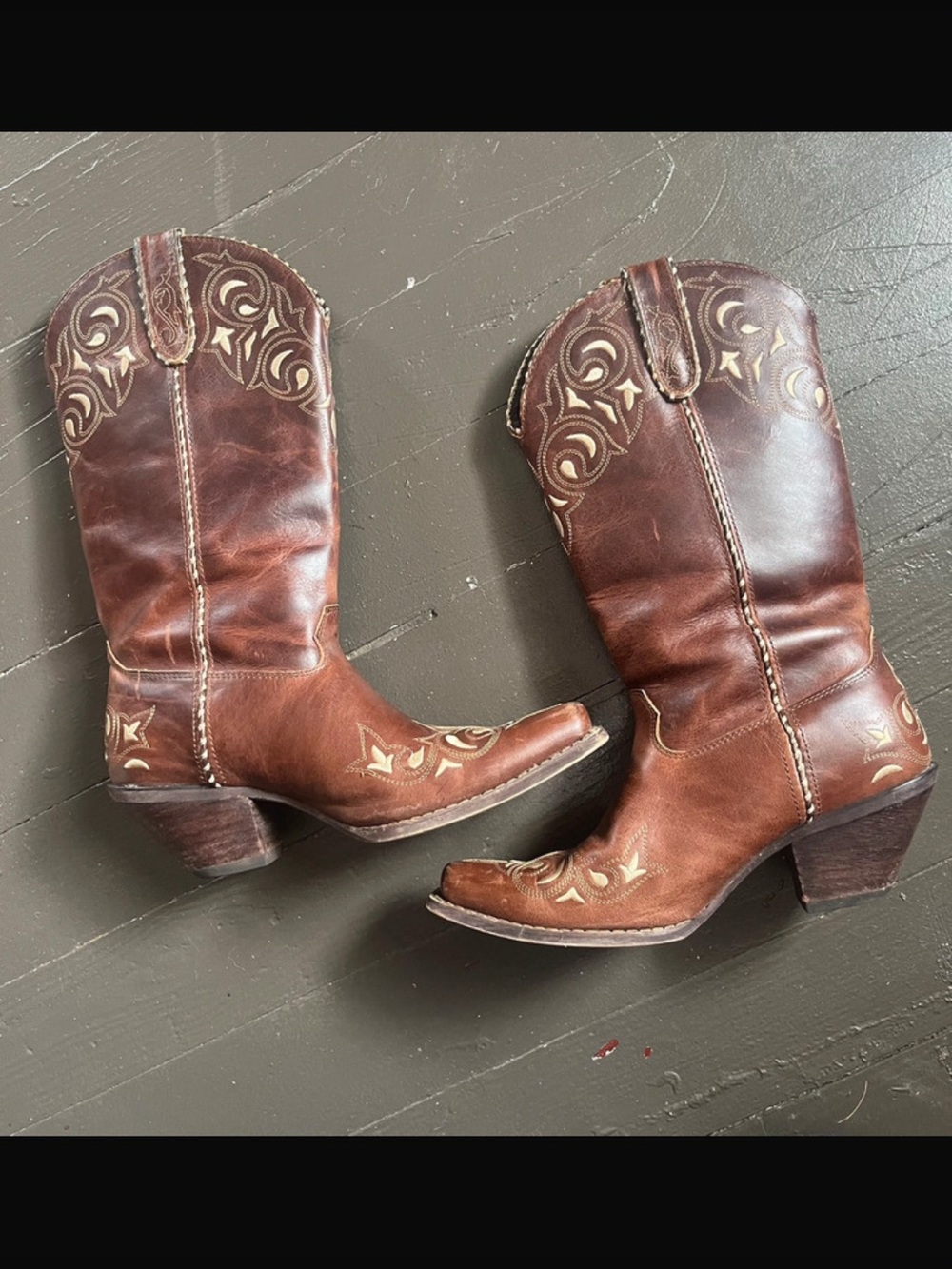 Crush By Durango Brown Leather Western Embroidered Cowboy Boots